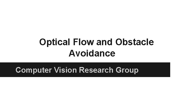 Optical Flow and Obstacle Avoidance Computer Vision Research Group 