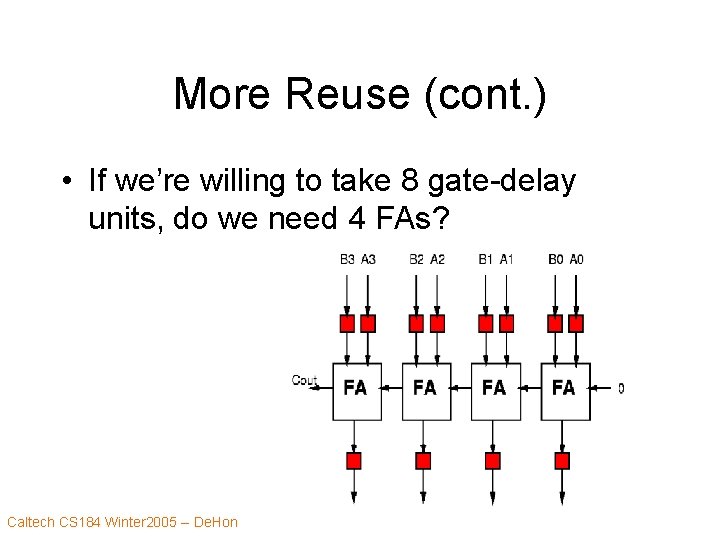 More Reuse (cont. ) • If we’re willing to take 8 gate-delay units, do