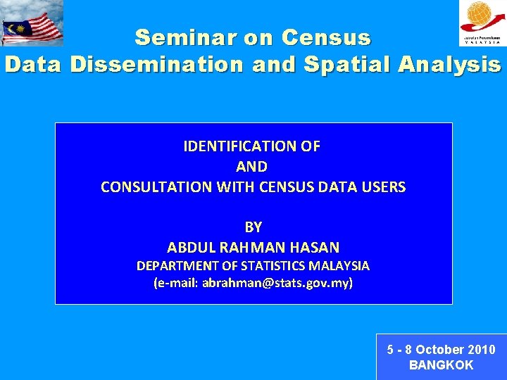 Seminar on Census Data Dissemination and Spatial Analysis