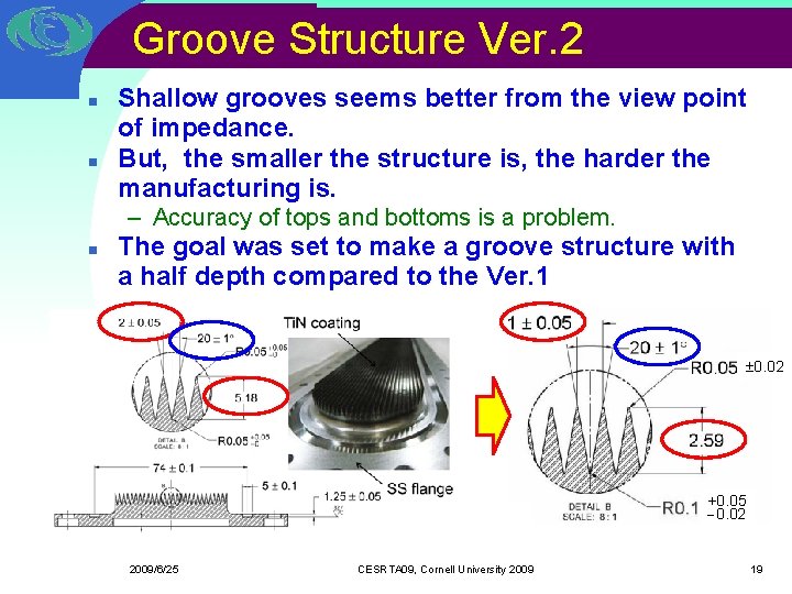 Groove Structure Ver. 2 n n Shallow grooves seems better from the view point Groove Structure Ver. 2 n n Shallow grooves seems better from the view point