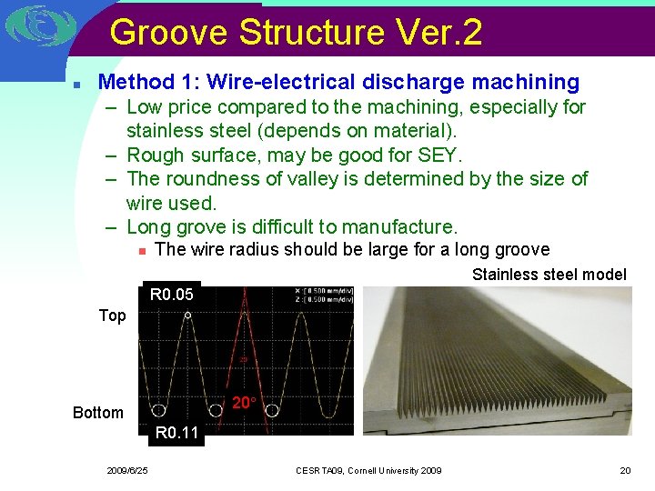 Groove Structure Ver. 2 n Method 1: Wire-electrical discharge machining – Low price compared Groove Structure Ver. 2 n Method 1: Wire-electrical discharge machining – Low price compared