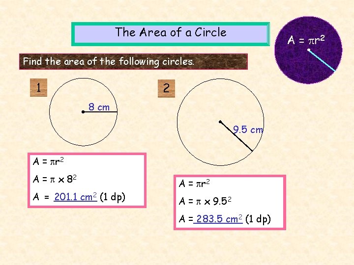 Area and Volume You will be able to