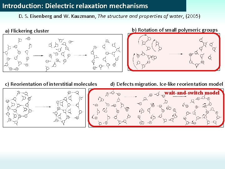 Introduction: Dielectric relaxation mechanisms D. S. Eisenberg and W. Kauzmann, The structure and properties