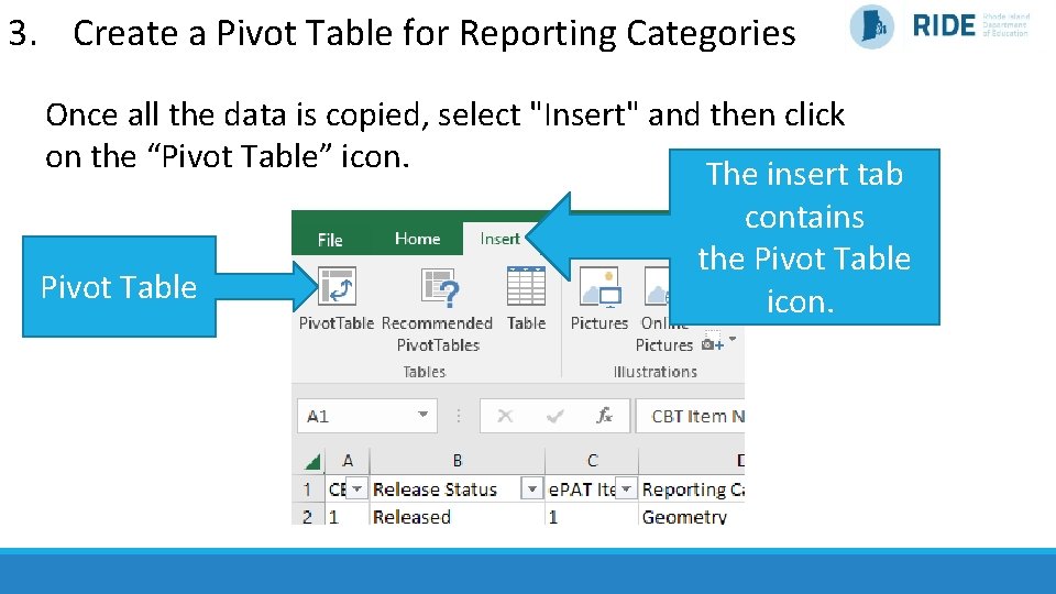 3. Create a Pivot Table for Reporting Categories Once all the data is copied,