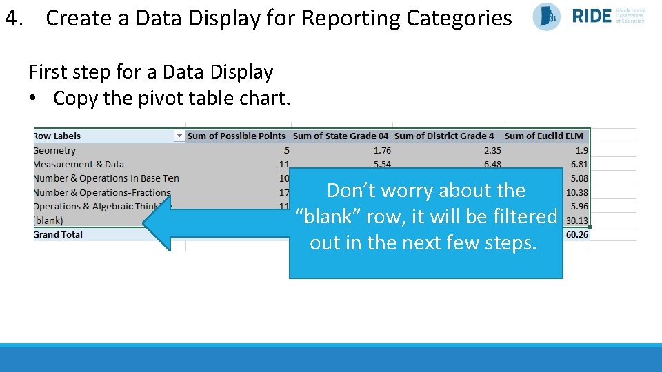 4. Create a Data Display for Reporting Categories First step for a Data Display
