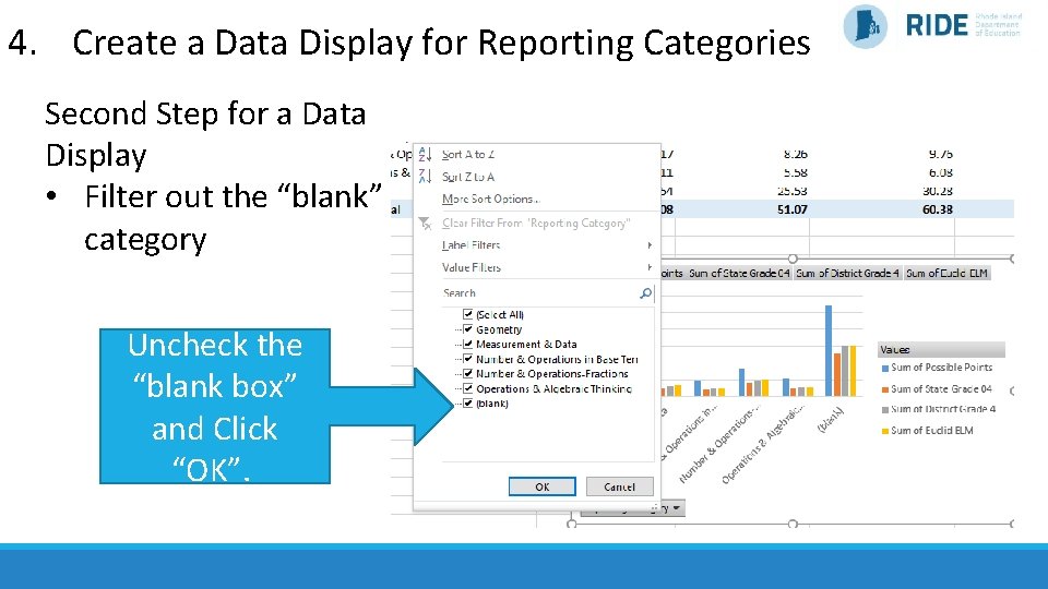 4. Create a Data Display for Reporting Categories Second Step for a Data Display