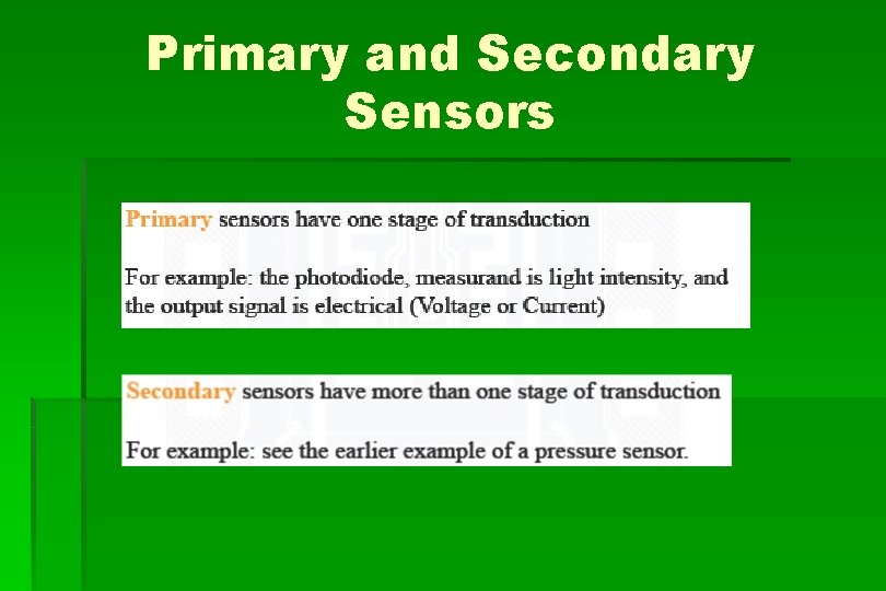 Primary and Secondary Sensors 