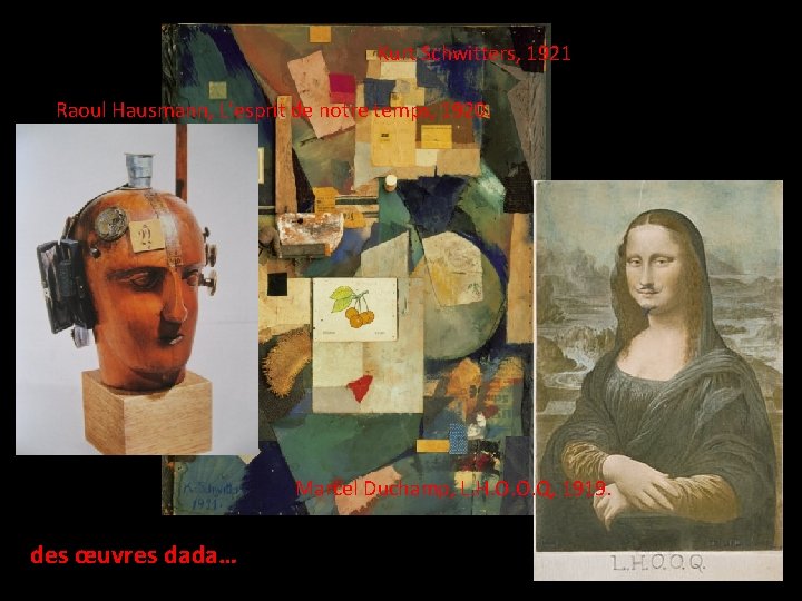 Kurt Schwitters, 1921 Raoul Hausmann, L’esprit de notre temps, 1920. Marcel Duchamp, L. H. Kurt Schwitters, 1921 Raoul Hausmann, L’esprit de notre temps, 1920. Marcel Duchamp, L. H.