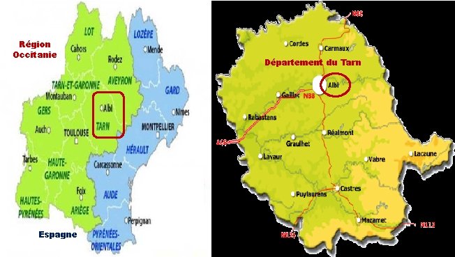 Région Occitanie Espagne Département du Tarn 