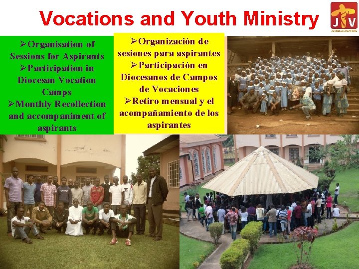 Vocations and Youth Ministry ØOrganisation of Sessions for Aspirants ØParticipation in Diocesan Vocation Camps