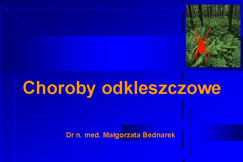 Choroby odkleszczowe Dr n. med. Małgorzata Bednarek 