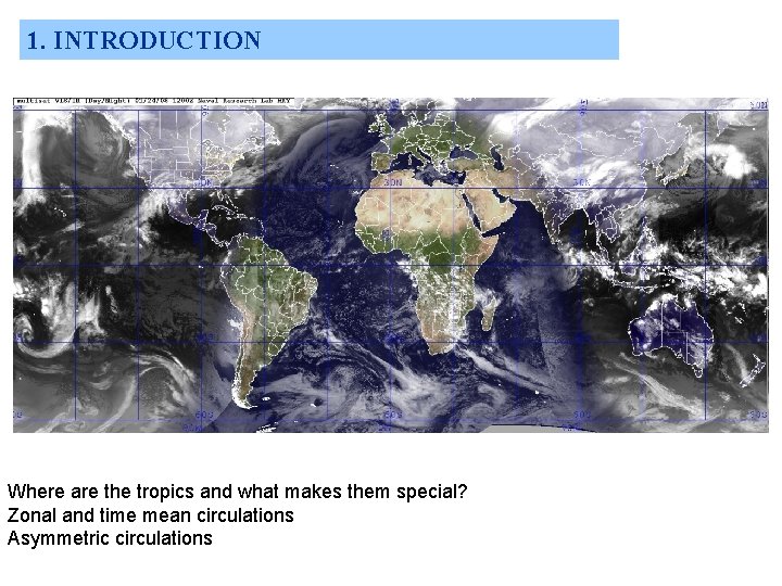 1. INTRODUCTION Where are the tropics and what makes them special? Zonal and time