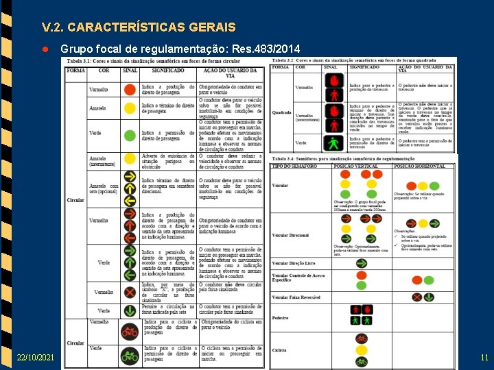 V. 2. CARACTERÍSTICAS GERAIS l 22/10/2021 Grupo focal de regulamentação: Res. 483/2014 11 