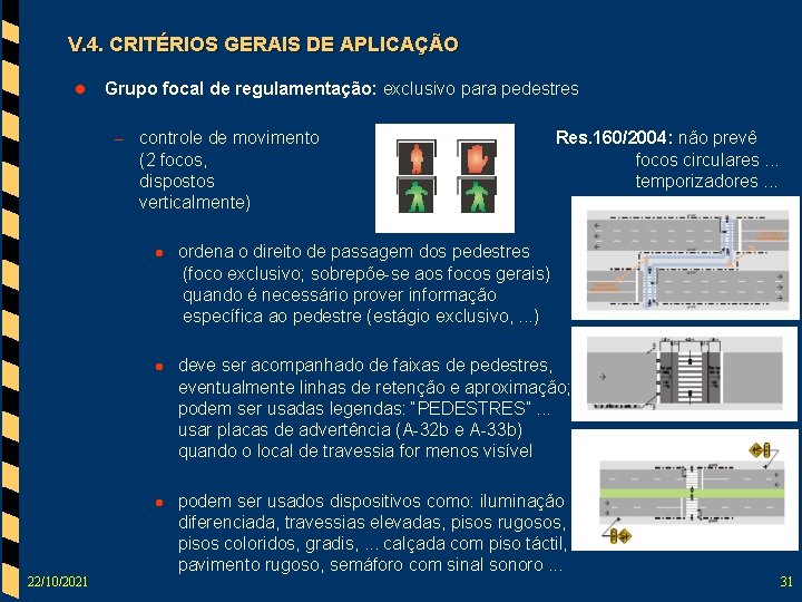 V. 4. CRITÉRIOS GERAIS DE APLICAÇÃO l Grupo focal de regulamentação: exclusivo para pedestres