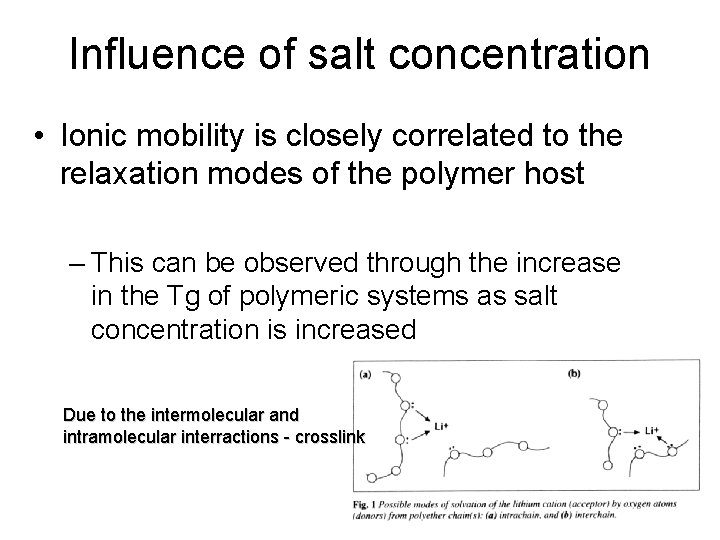 Influence of salt concentration • Ionic mobility is closely correlated to the relaxation modes