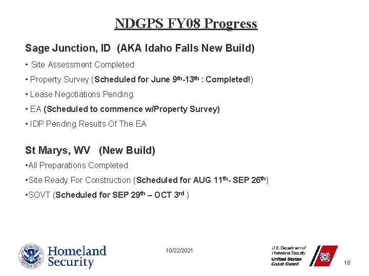 NDGPS FY 08 Progress Sage Junction, ID (AKA Idaho Falls New Build) • Site