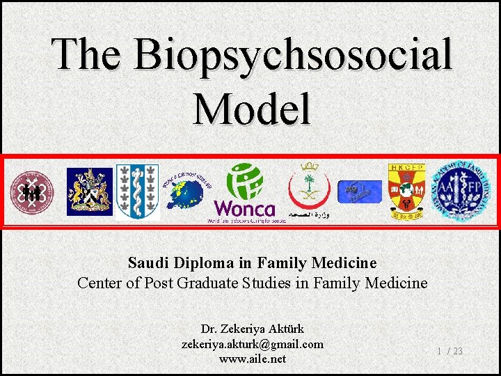 The Biopsychsosocial Model Saudi Diploma in Family Medicine Center of Post Graduate Studies in