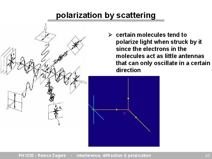 polarization by scattering Ø certain molecules tend to polarize light when struck by it