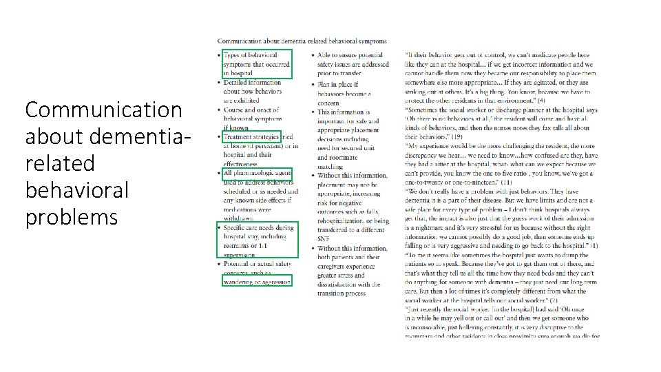 Communication about dementiarelated behavioral problems 