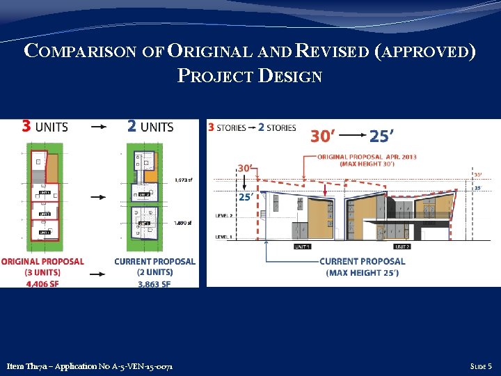 COMPARISON OF ORIGINAL AND REVISED (APPROVED) PROJECT DESIGN Item W 20 b W 17