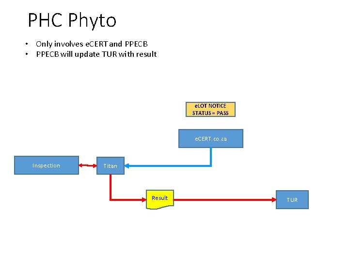 PHC Phyto • Only involves e. CERT and PPECB • PPECB will update TUR