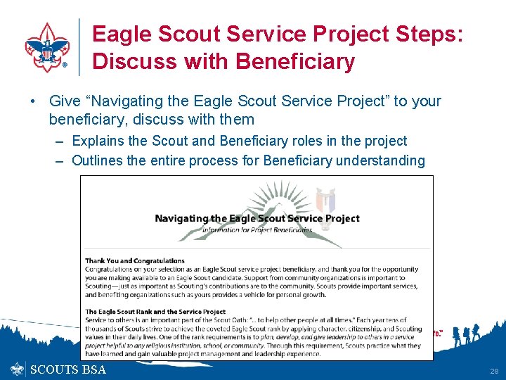 Eagle Scout Service Project Steps: Discuss with Beneficiary • Give “Navigating the Eagle Scout