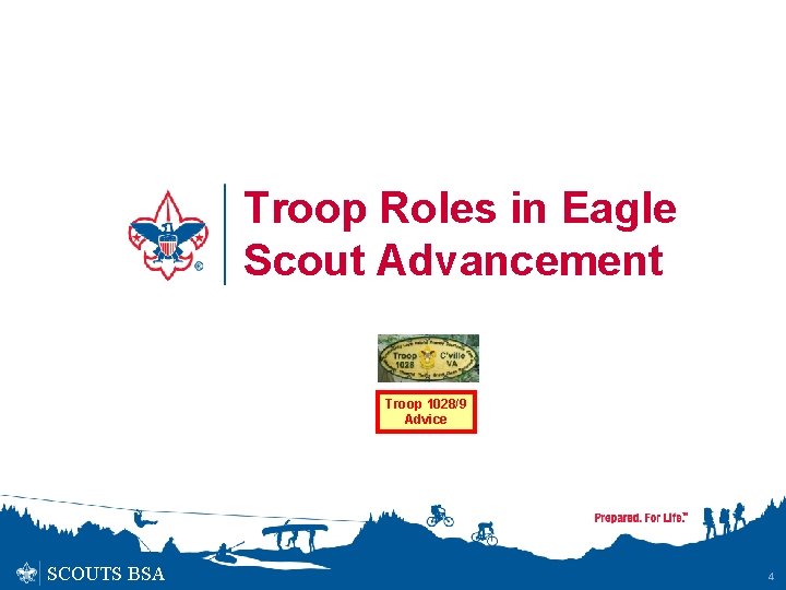 Troop Roles in Eagle Scout Advancement Troop 1028/9 Advice SCOUTS BSA 4 