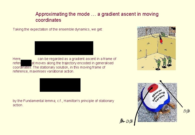 Approximating the mode … a gradient ascent in moving coordinates Taking the expectation of