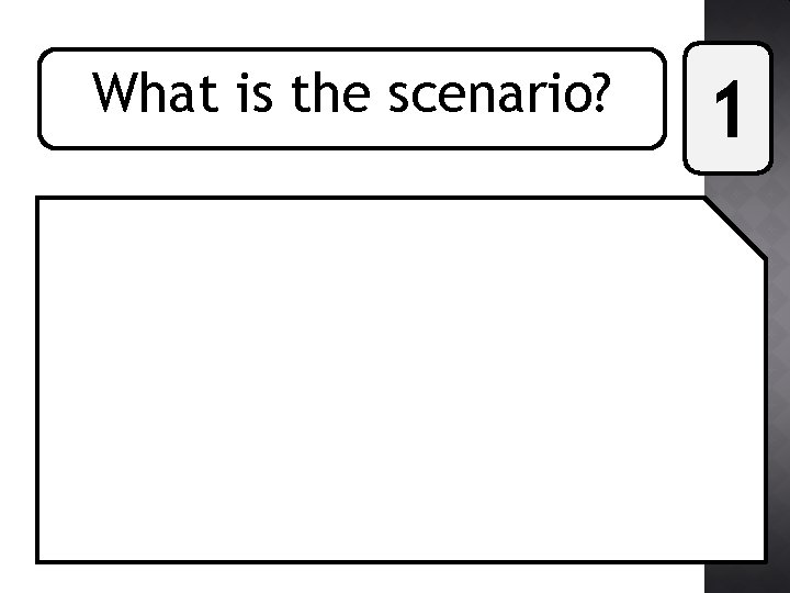 What is the scenario? 1 