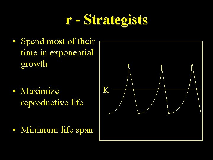 r - Strategists • Spend most of their time in exponential growth • Maximize