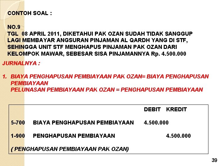 CONTOH SOAL : NO. 9 TGL 08 APRIL 2011, DIKETAHUI PAK OZAN SUDAH TIDAK