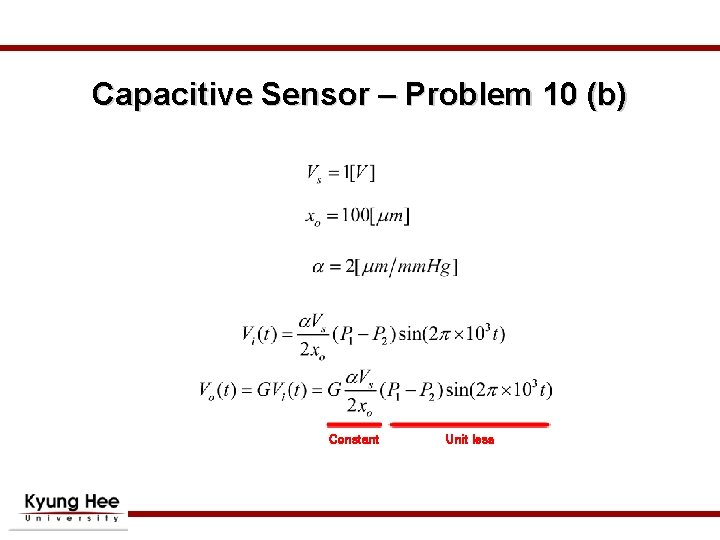 Capacitive Sensor – Problem 10 (b) Constant Unit less 