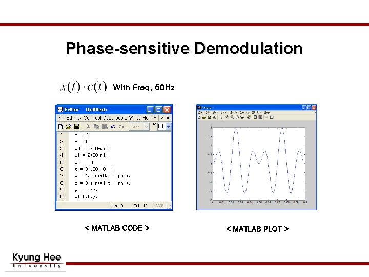 Phase-sensitive Demodulation With Freq. 50 Hz < MATLAB CODE > < MATLAB PLOT >