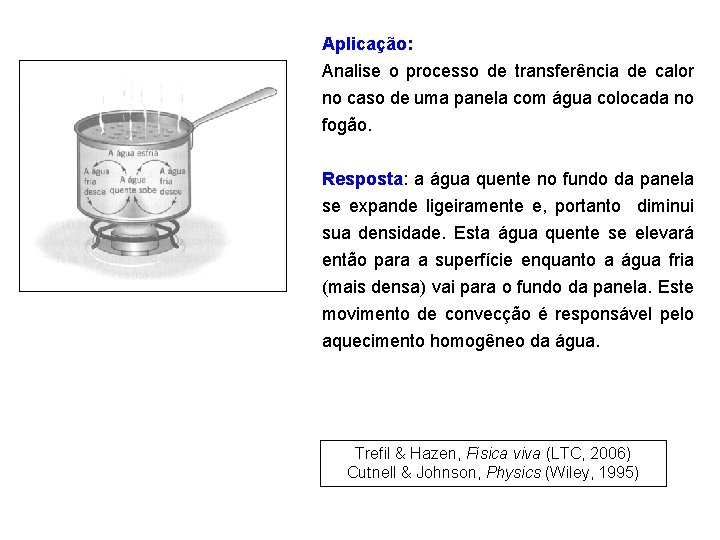 Aplicação: Analise o processo de transferência de calor no caso de uma panela com