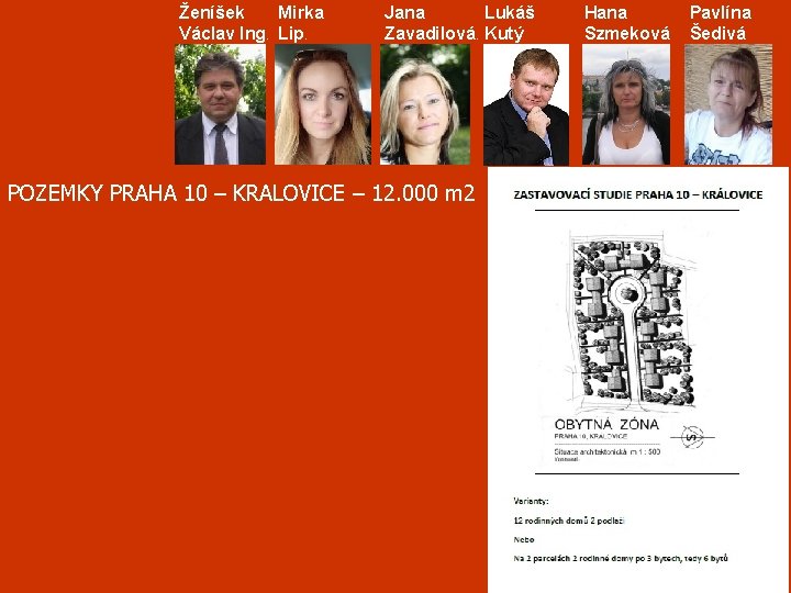 Ženíšek Mirka Václav Ing. Lip. Jana Lukáš Zavadilová. Kutý POZEMKY PRAHA 10 – KRALOVICE