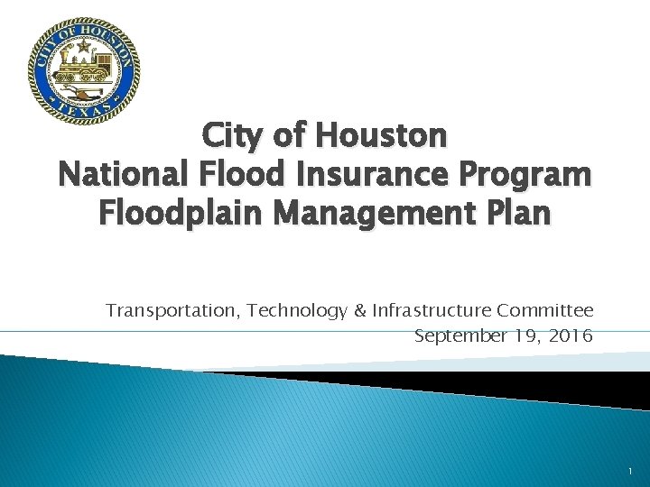 City of Houston National Flood Insurance Program Floodplain Management Plan Transportation, Technology & Infrastructure