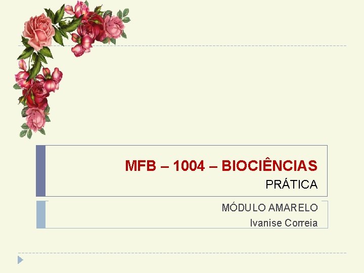 MFB – 1004 – BIOCIÊNCIAS PRÁTICA MÓDULO AMARELO Ivanise Correia 