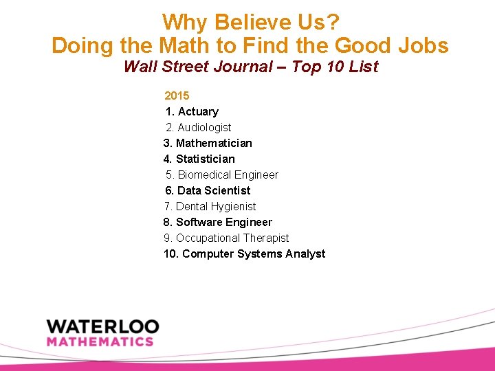 Why Believe Us? Doing the Math to Find the Good Jobs Wall Street Journal