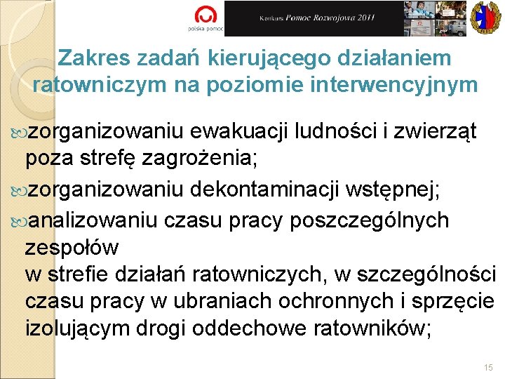 Zakres zadań kierującego działaniem ratowniczym na poziomie interwencyjnym zorganizowaniu ewakuacji ludności i zwierząt poza