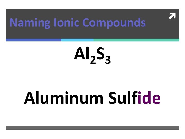 Naming Ionic Compounds Al 2 S 3 Aluminum Sulfide 