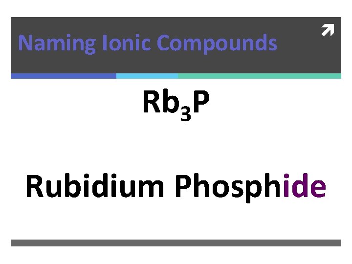 Naming Ionic Compounds Rb 3 P Rubidium Phosphide 