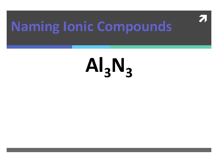 Naming Ionic Compounds Al 3 N 3 