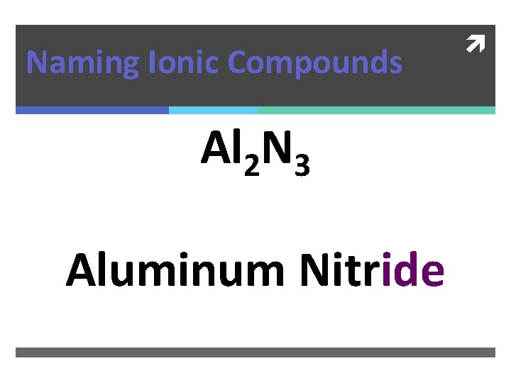 Naming Ionic Compounds Al 2 N 3 Aluminum Nitride 