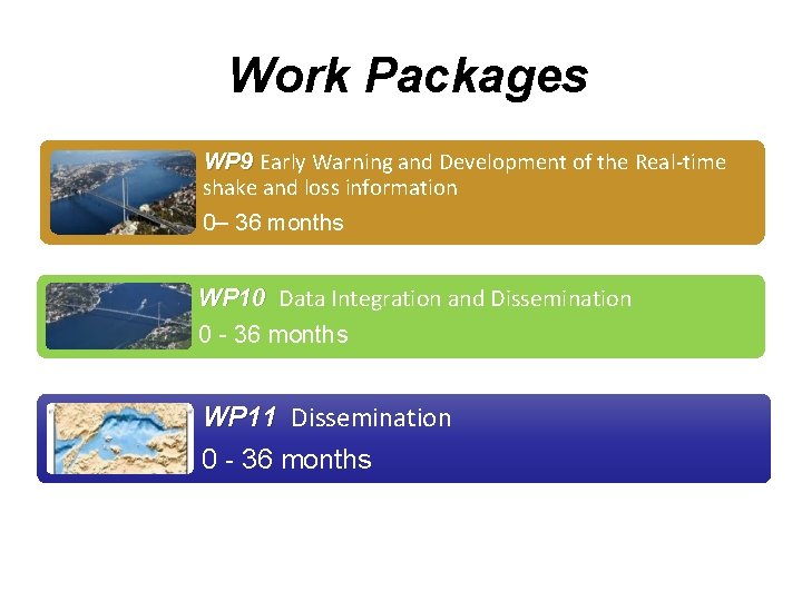 Work Packages WP 9 Early Warning and Development of the Real-time shake and loss