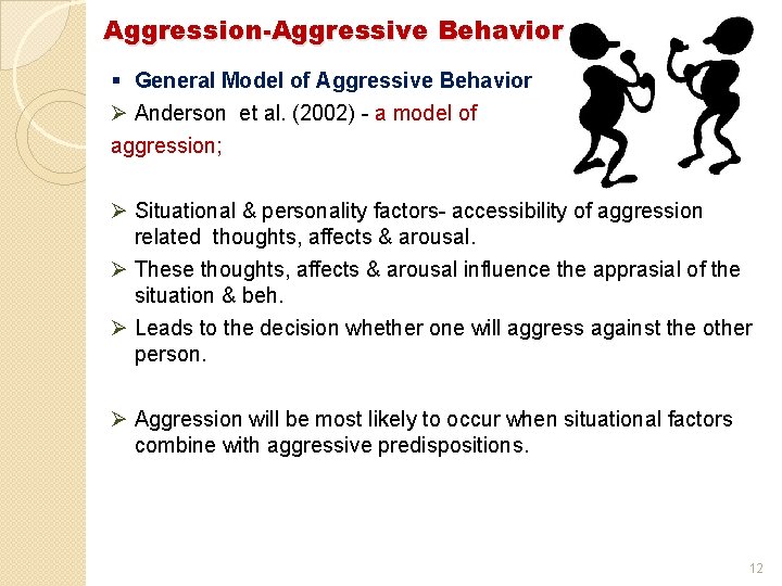 Aggression-Aggressive Behavior § General Model of Aggressive Behavior Ø Anderson et al. (2002) -