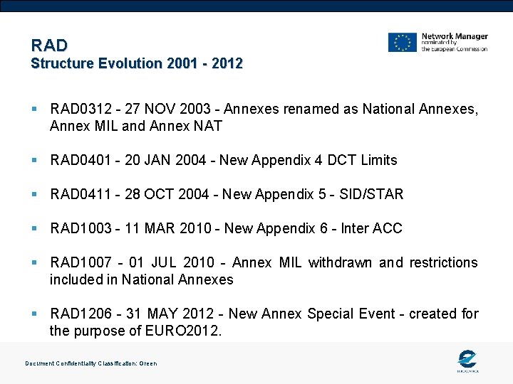RAD Structure Evolution 2001 - 2012 § RAD 0312 - 27 NOV 2003 -