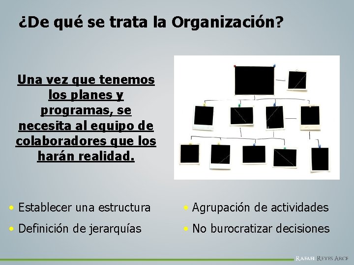 ¿De qué se trata la Organización? Una vez que tenemos los planes y programas,