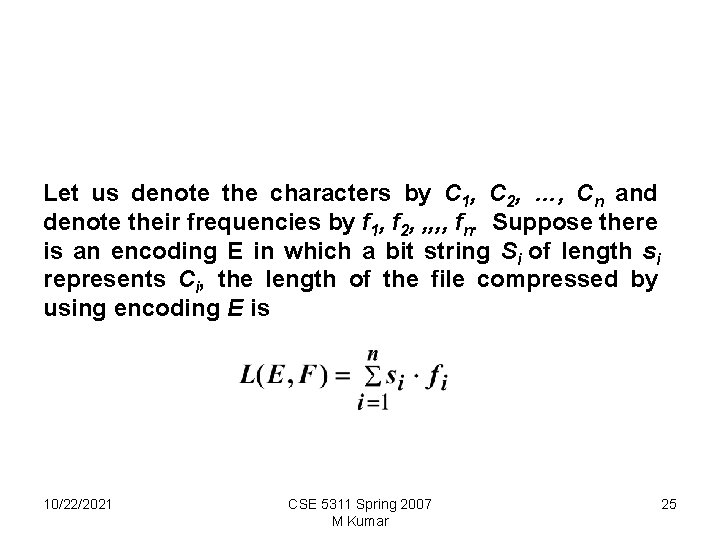 Let us denote the characters by C 1, C 2, …, Cn and denote