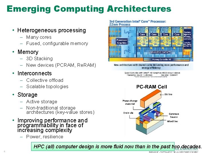 Emerging Computing Architectures • Heterogeneous processing – Many cores – Fused, configurable memory • Emerging Computing Architectures • Heterogeneous processing – Many cores – Fused, configurable memory •
