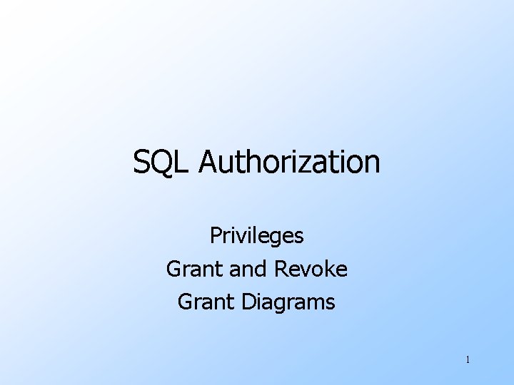 SQL Authorization Privileges Grant and Revoke Grant Diagrams 1 
